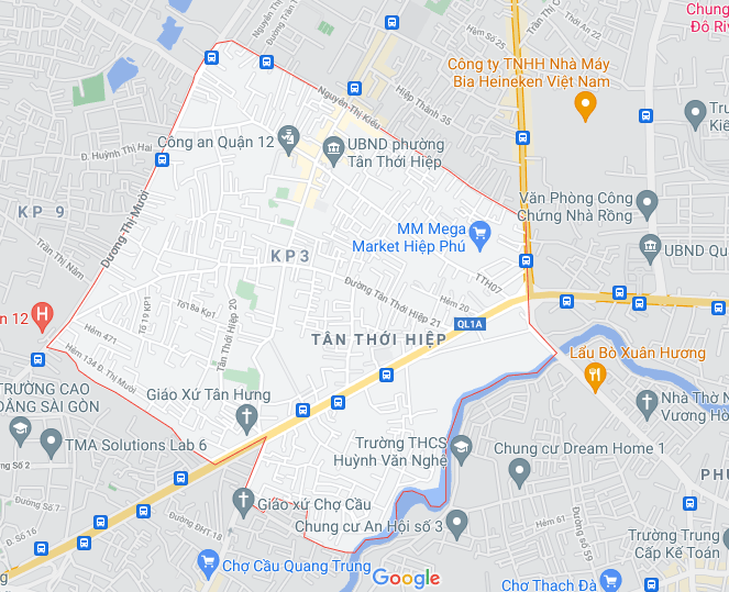 Bản đồ phường Tân Thới Hiệp (ảnh chụp Google Maps) - Quy hoạch phường Tân Thới Hiệp - Yeshouse