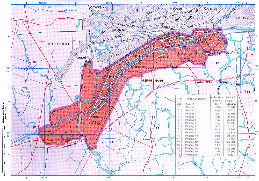 Bản đồ hành chính quận 8 TP HCM - Yeshouse
