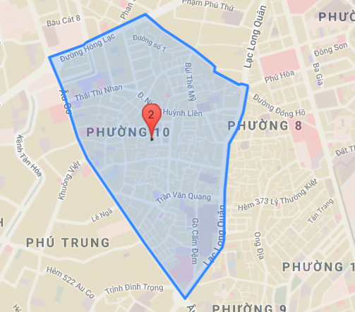 Bản đồ hành chính phường 10 quận Tân Bình - Yeshouse