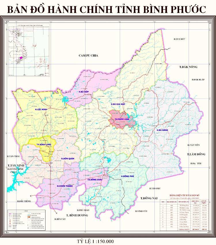 Thông tin quy hoạch các huyện của Bình Phước