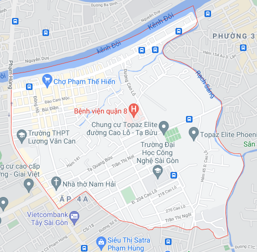 Bản đồ chi tiết phường 4 quận 8 (ảnh chụp Google Maps tháng 08/2021) - Yeshouse