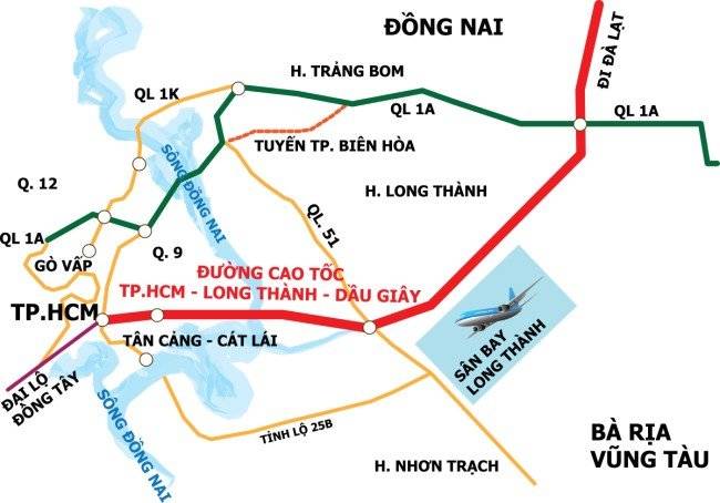 Cao tốc TP HCM - Long Thành - Dầu Giây đi qua địa phận TP HCM và tỉnh Đồng Nai - Mạng lưới đường cao tốc - Yeshouse